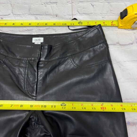 Vintage Cache Women 100% Leather Pants Size 4 Straight Leg Y2K 90s C042 -15 - Picture 3 of 16